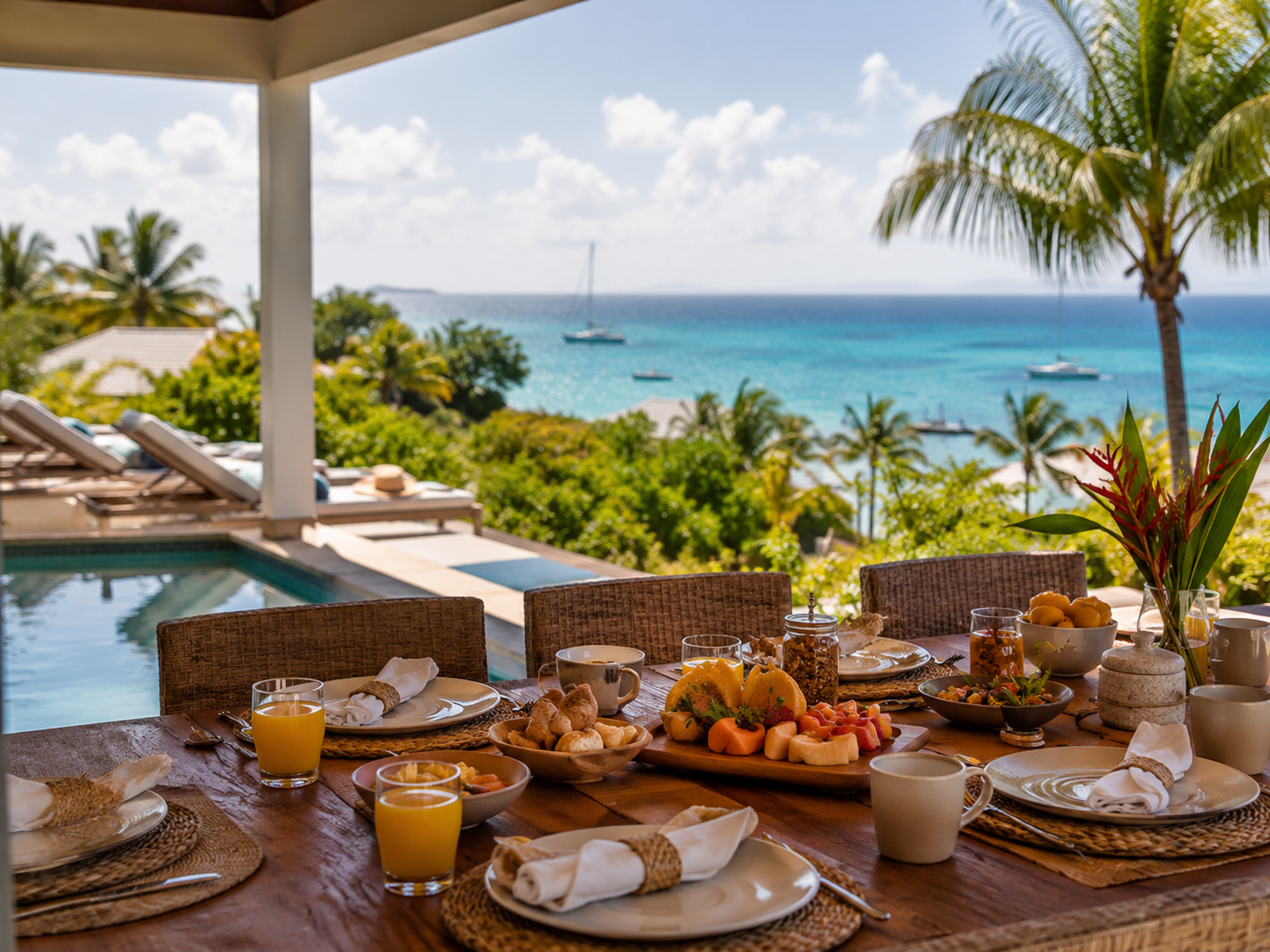 Brunch delivered to holiday accommodation in Guadeloupe
